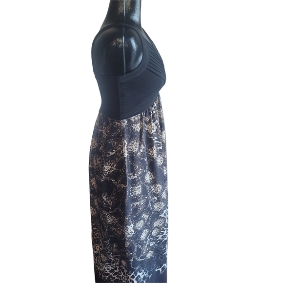 Cleo Petites Black and Brown Print Maxi Dress 6 - Picture 4 of 7